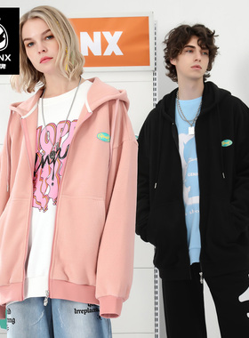GENANX闪电潮牌开衫卫衣连帽运动风国潮秋季新款情侣款摇粒绒外套