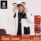 GENANX闪电潮牌2025秋季 新款 羊羔绒夹克可爱耳朵帽子户外保暖外套