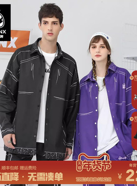 GENANX闪电潮牌长袖衬衫情侣新款高街个性街头风22FW紫色衬衣外套