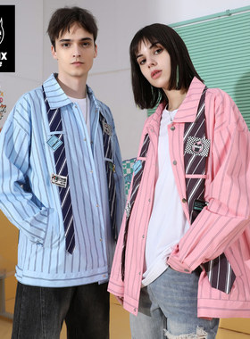 GENANX闪电潮牌衬衫领情侣男女开衫春秋领带夹克余宇涵黄才伦同款