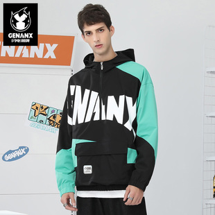 苏苏同款 GENANX闪电潮牌连帽套头运动服cityboy情侣夹克外套男