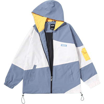 GENANX闪电潮牌拼色印花连帽夹克