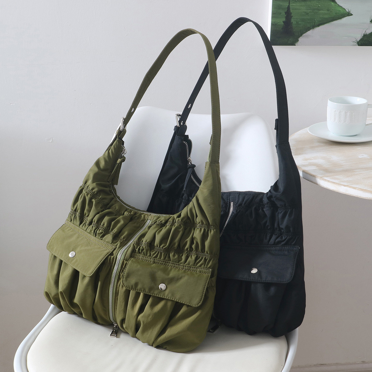 2026春季新款皱褶设计单肩布包女韩版休闲轻便通勤小众防水斜挎包,箱包皮具/热销女包/男包,通用款女包,淘宝优惠券,粉丝福利购,淘宝优惠卷