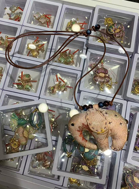 真丝香云纱宋锦吉祥象项链挂件