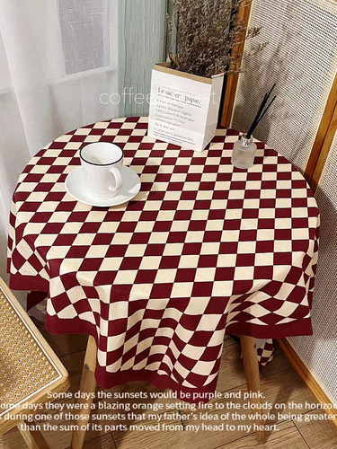 棋盘格桌布高级感复古格喜庆装饰