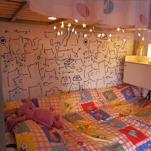 免打孔魔术背景布学生宿舍专用