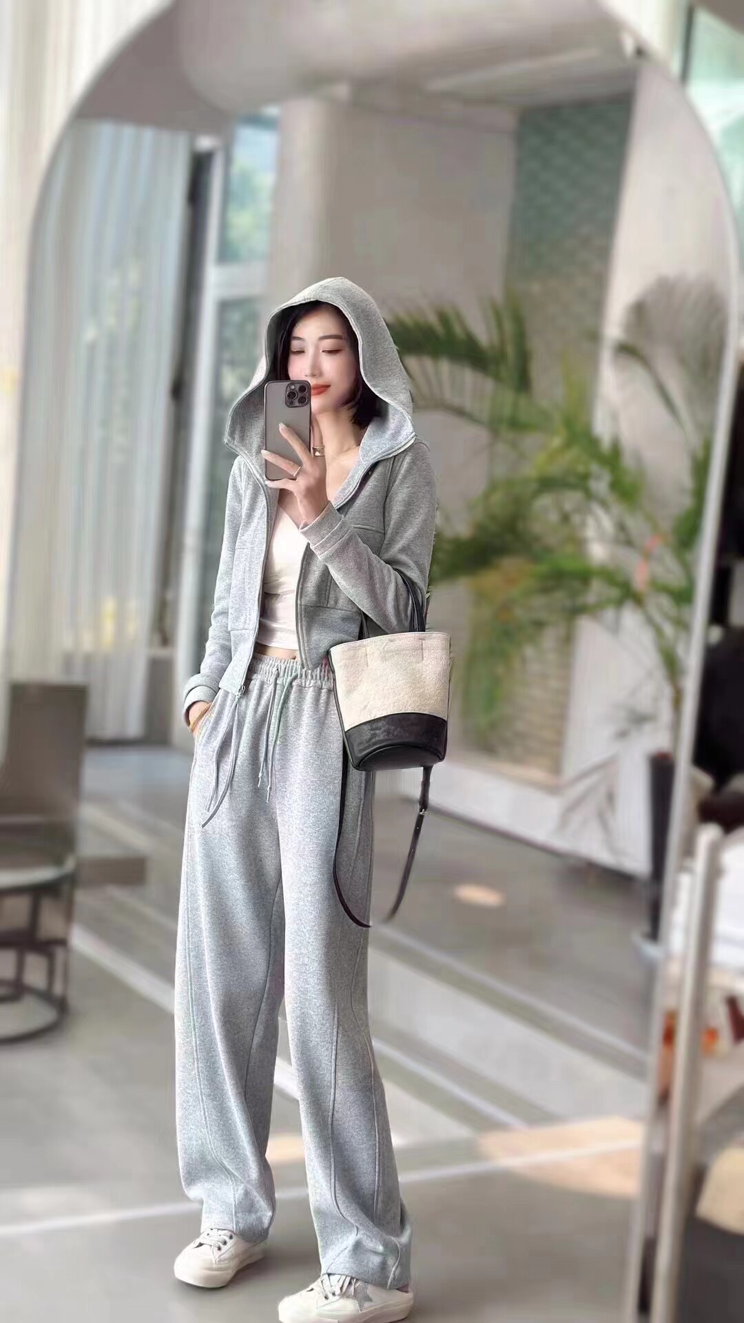 2024南油秋冬新款欧货时尚休闲两件套装女卫衣香蕉裤长裤子套装潮