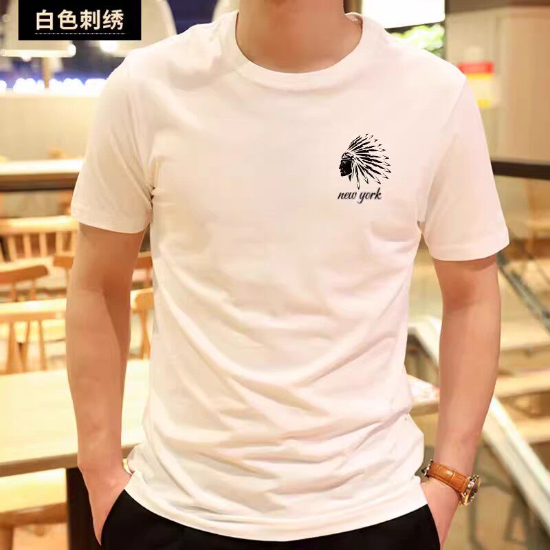 af夏季男士圆领短袖T恤修身高档全棉亲肤打底衫百搭纯色紧身体恤