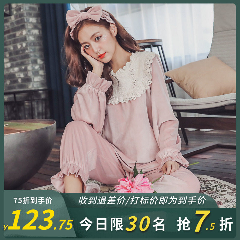 月子服春秋季产后哺乳孕妇睡衣产妇秋冬金丝绒出院服加厚加绒套装