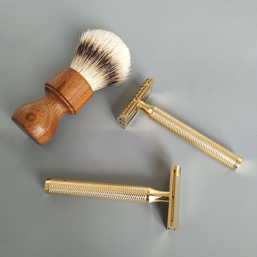 CNC加工全铜老式手动剃须刀帝诗