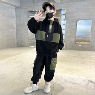 男童春装套装2024新款秋季中大儿童男孩春秋款卫衣运动帅气时髦潮