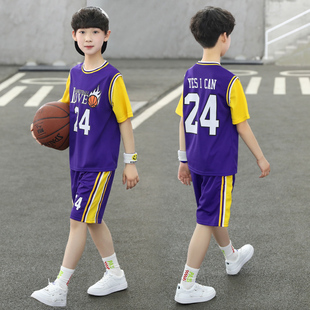 科比儿童篮球服湖人队球衣24号男童训练服男孩运动套装短袖队服潮
