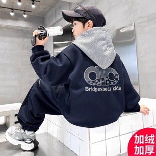 男童冬季套装2025新款秋装加绒加厚中大儿童男孩秋冬款帅气时髦潮