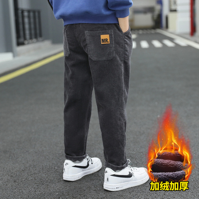 男童加绒裤子一体绒加厚灯芯绒裤