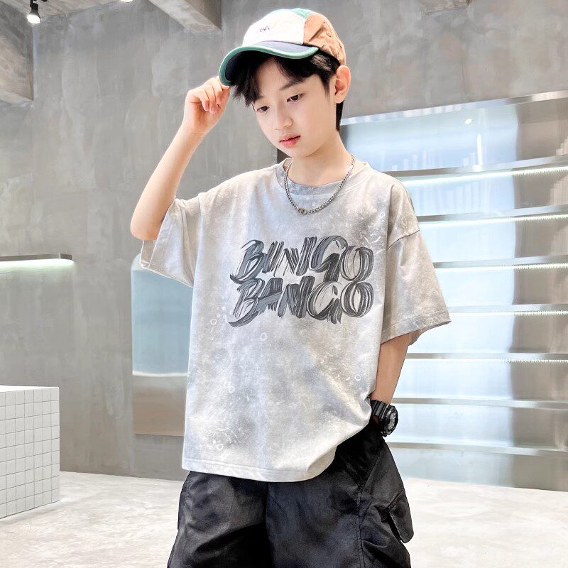 男童夏季短袖T恤2026新款夏装中大童儿童男孩薄款痞帅纯棉上衣潮t