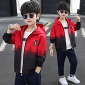 潮酷洋气韩版 男童秋装 薄款 2026新款 渐变色夹克帅气风衣 外套春秋款