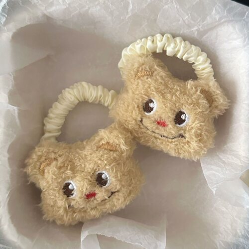 可爱毛绒黄油小熊发圈饰品少女心