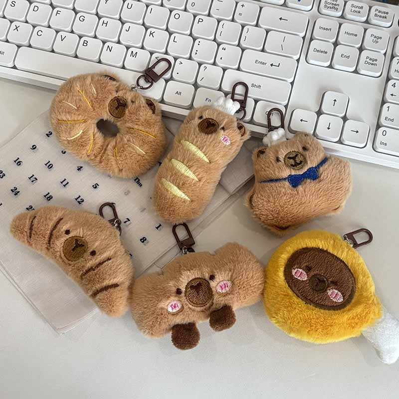 创意美食卡皮巴拉毛绒公仔挂件