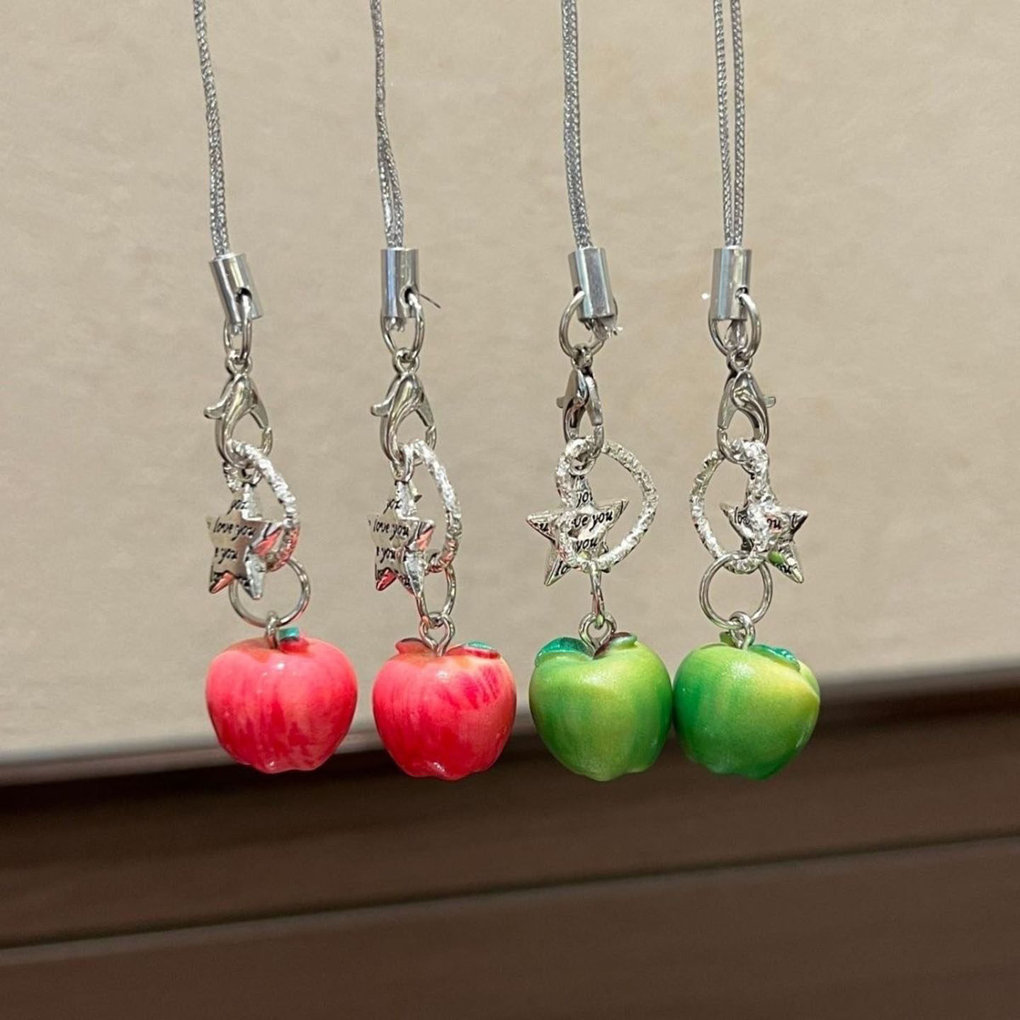 仿真小苹果水果手机绳情侣挂件
