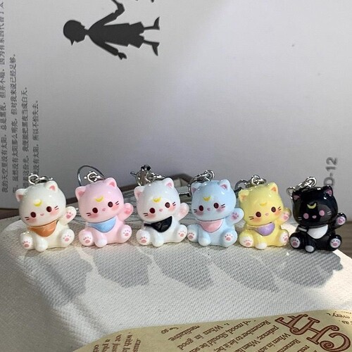 立体可爱招手猫咪手机绳挂件