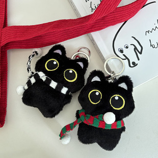 圣诞限定小黑猫猫咪公仔玩偶挂件毛绒玩偶钥匙扣包包挂饰圣诞礼物