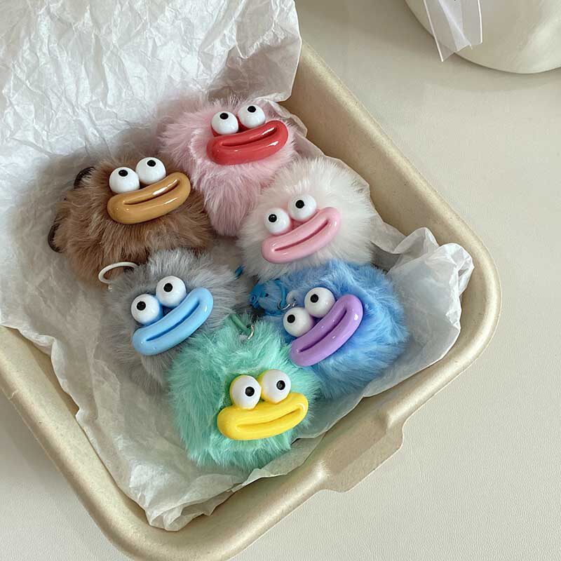 CUTE SAUSAGE MOUTH HAIRBALL KEYCHAIN FUNNY FUNNY COUPLE PENDANT CUTE STUDENT SCHOOL BAG ORNAMENT GIRLFRIEND GIFT