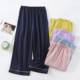 女士七分裤 中裤 薄款 宽松休闲简约纯色家居裤 可外穿 空调裤 纯棉睡裤