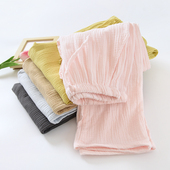 直筒休闲宽松100%全棉家居裤 薄款 外穿 女长裤 日系纯色纯棉纱布睡裤