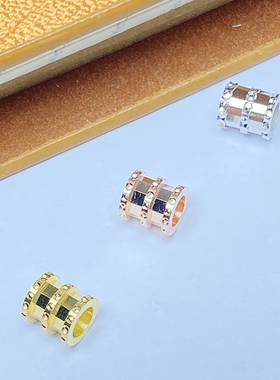 s925纯银路路通转运珠隔珠桶珠精工小蛮腰吊坠diy项链锁骨链配件