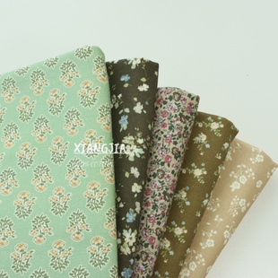 全棉梭织复古小碎花 斜纹磨毛家居服面料秋冬睡衣家居服毯子