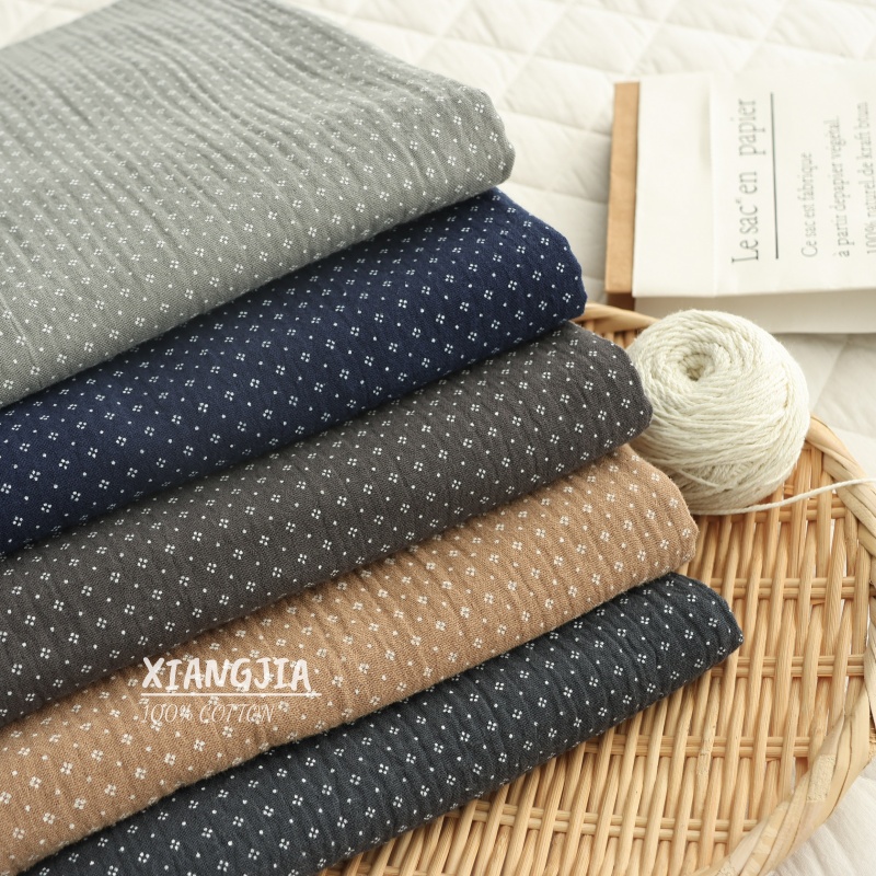 【日式复古小圆点】纯棉双层绉纱 母婴级a类围嘴口水巾发圈睡衣