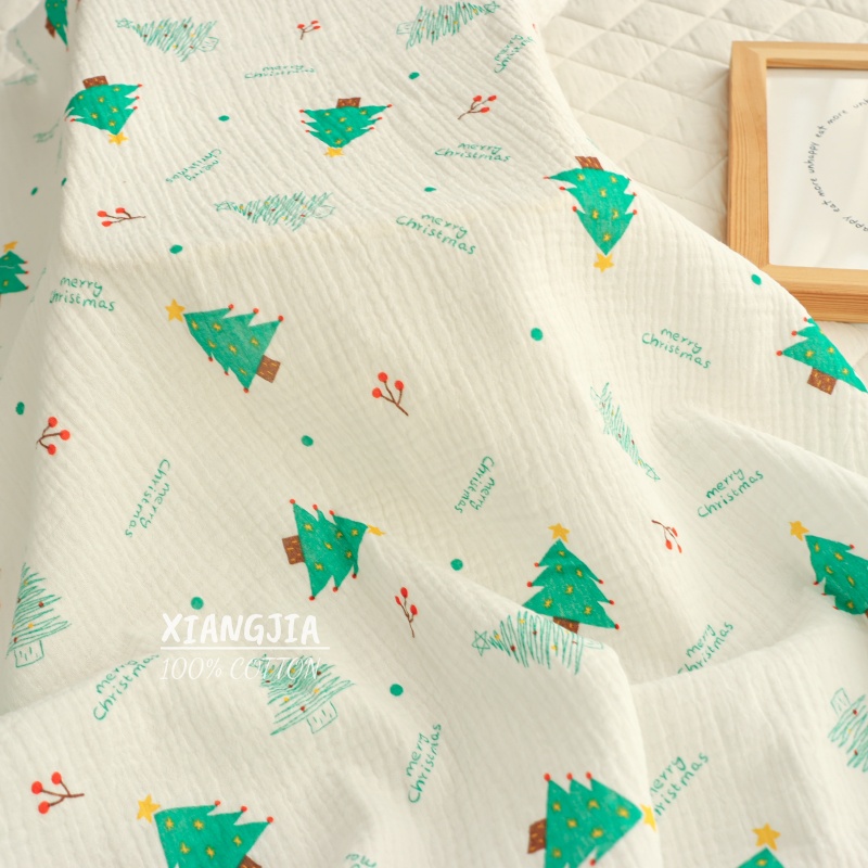 【限定绿意圣诞树】纯棉双层绉纱 母婴级a类围嘴口水巾发圈睡衣