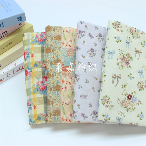 全棉衣服复古小碎花细条灯芯绒