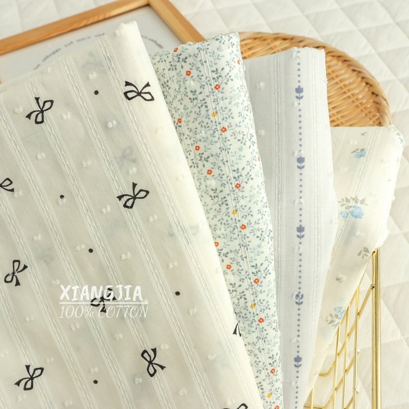 【条纹剪花】纯棉 韩系清新母婴级a类窗帘衬衫裙子面料,居家布艺,海绵垫/布料/面料/手工diy,淘宝优惠券,粉丝福利购,淘宝优惠卷