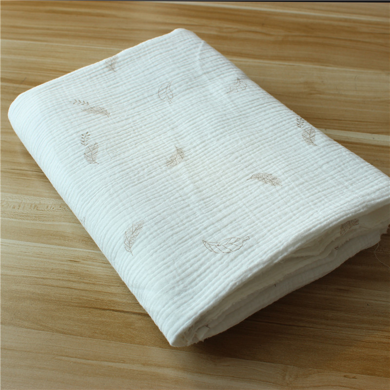 棉麻绉布 双层纱布印花 童装衣服布料 泡泡纱 防蚊裤 睡衣面料