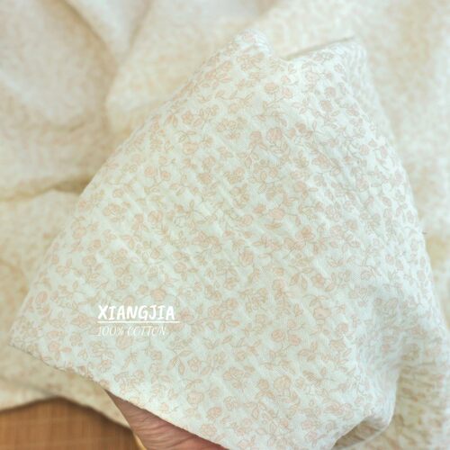 半米价  双层棉纱布 韩系复古小碎花 绉布 睡衣  家居服面料