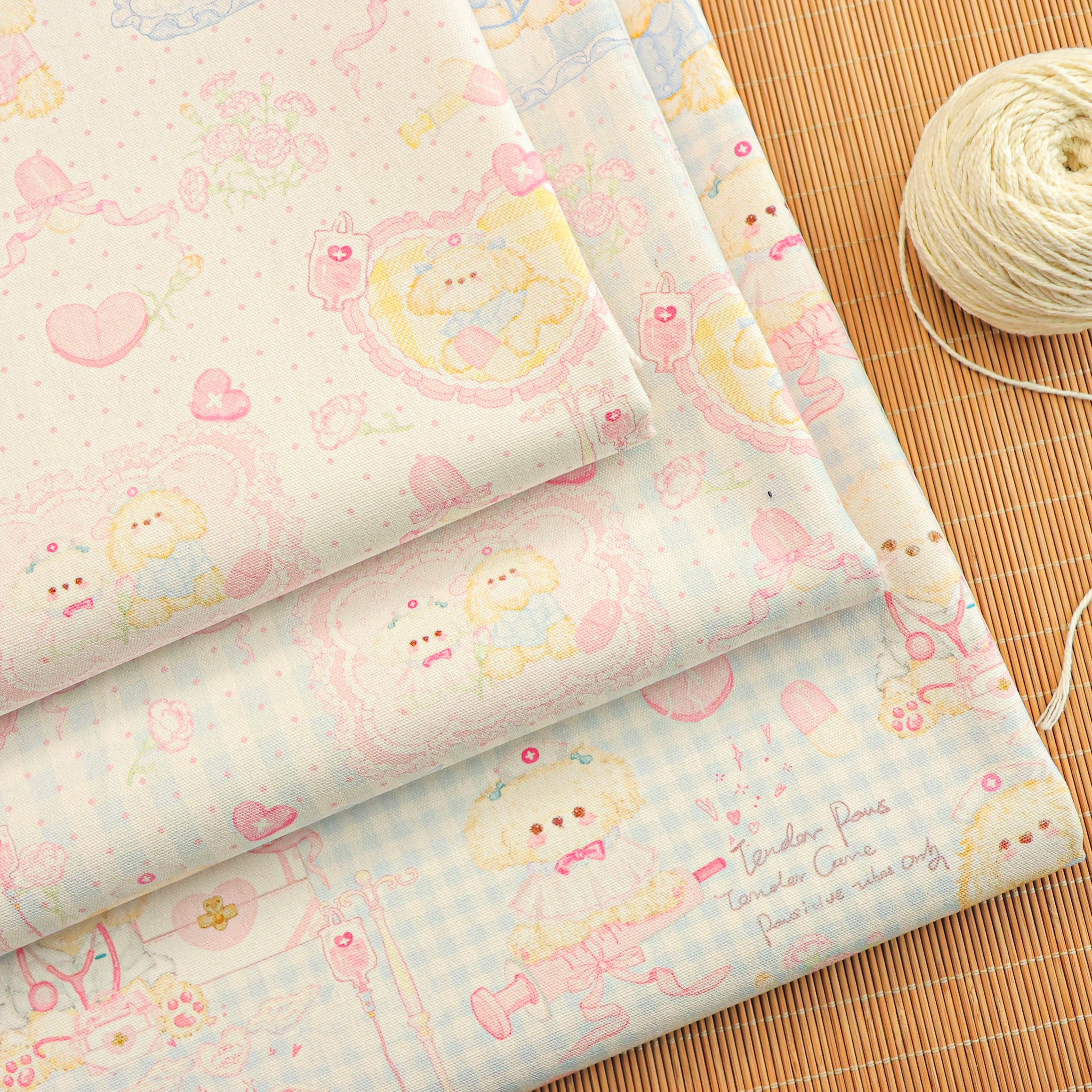 【双色花边毛绒小狗】8安细帆布 宠物包包DIY手作手工纯棉面料