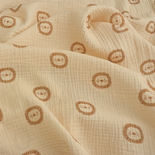 【北欧风宝贝狮子】纯棉双层绉纱 母婴级a类口水巾发圈睡衣浴巾