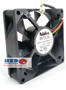 D08A-12TM 06A全新原装NIDEC 8025 12V 0.08a 3线静音散热风扇8CM