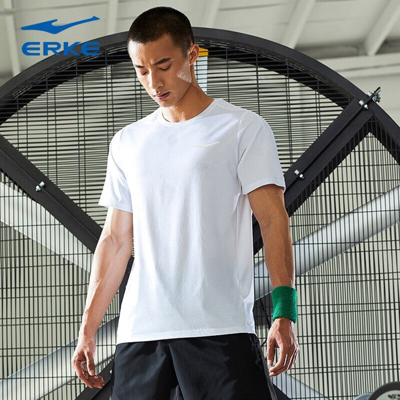 鸿星尔克正品上衣夏季新款男士t恤休闲圆领宽松上衣百搭白色短袖