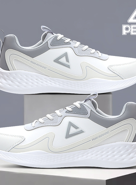 匹克男鞋运动鞋2025冬季新款白色皮面防水减震软底耐磨爸爸慢跑鞋