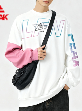 匹克卫衣男士2025冬季新款圆领白色健身针织百搭潮流运动休闲长袖