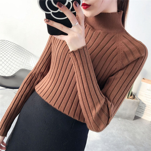 【天天特价】半高领毛衣女打底衫秋冬新款加厚长袖修身套头针织衫