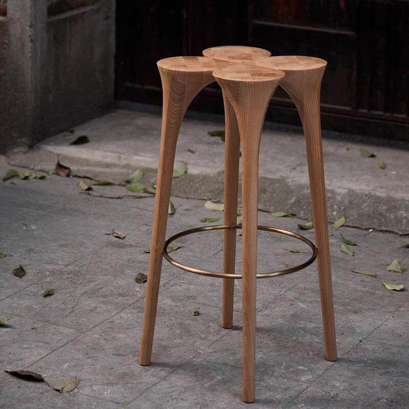 凡德罗全球购正品|donxi四叶草高凳实木吧凳酒吧岛台高脚凳子定制