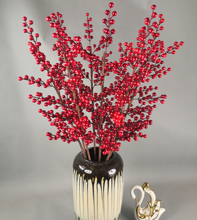 幸运果客厅浆果仿真花红果子北美冬青相思豆红色假花小红果摆件