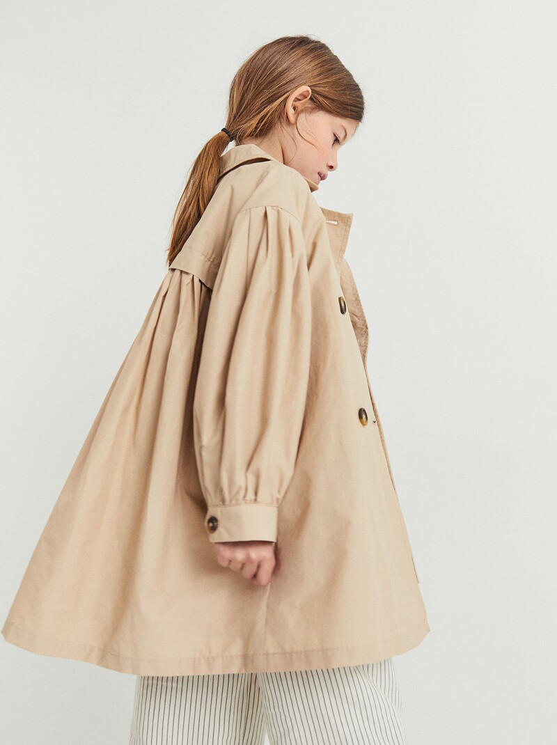 폐점 매장 정리 32% 할인 Z 순수 오리지널 여아 봄용 윈드 브레이커 더블 레이어 패브릭 더블 브레스티드 안티 라이트 비 부모-자식