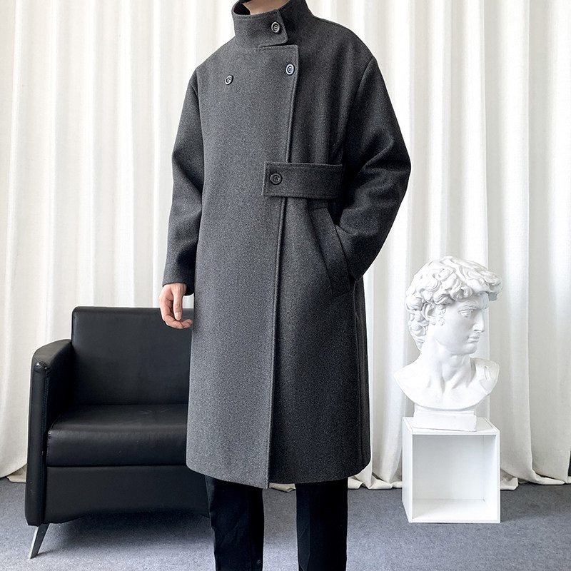 毛呢大衣男中长款风衣男长款大码秋冬季外套高档休闲呢子披风潮男