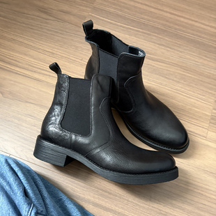 SELVMAKE 尖圆头切尔西靴男进口水洗马皮雅痞德比靴复古巫师靴