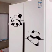 熊猫可爱装 饰玻璃门推拉门防撞贴纸柜门冰箱门布置创意简笔贴画