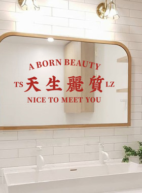 ins复古文字试衣镜房间装饰